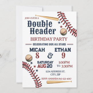 Einladung zum Geburtstag von Double Header Basebal