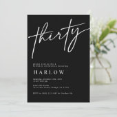 Einladung zum Geburtstag von dreißig Schwarz und W (Stehend Vorderseite)