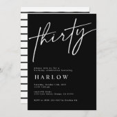 Einladung zum Geburtstag von dreißig Schwarz und W (Vorne/Hinten)