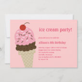 Einladung zum Geburtstag von Eiskrem - Rosa (Vorderseite)