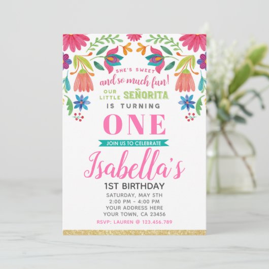 Einladung zum Geburtstag von Fiesta (Stehend Vorderseite)