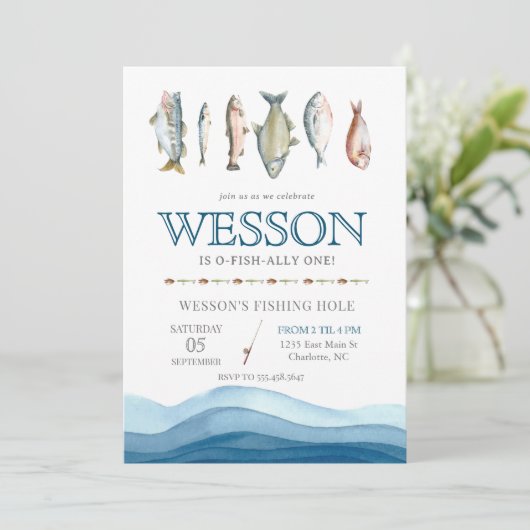 Einladung zum Geburtstag von Fischen, Jungfische (Stehend Vorderseite)