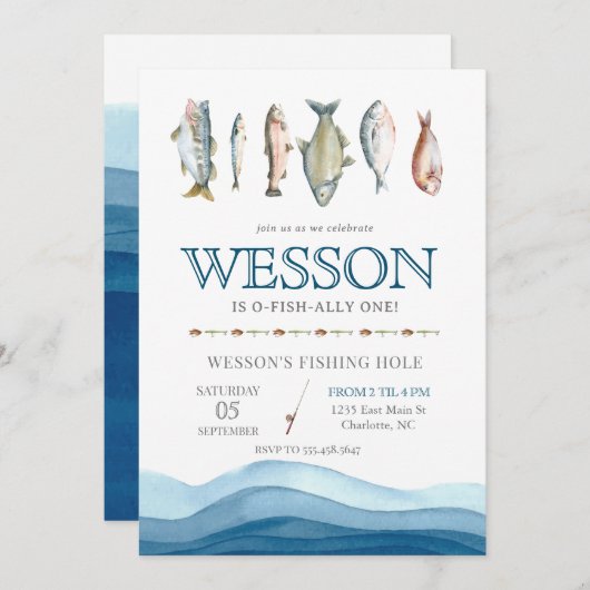 Einladung zum Geburtstag von Fischen, Jungfische (Vorne/Hinten)