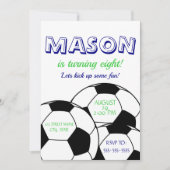 Einladung zum Geburtstag von Fußball - Blau (Vorderseite)