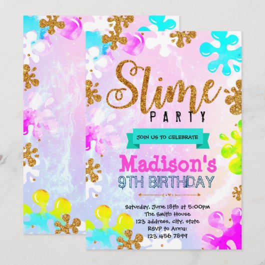 Einladung zum Geburtstag von Glitzer Slice (Vorne/Hinten)