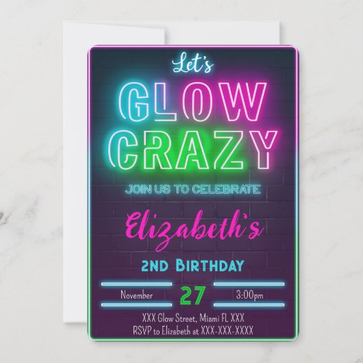 Einladung zum Geburtstag von Glow (Vorderseite)