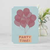 Einladung zum Geburtstag von glücklichen Ballons (Stehend Vorderseite)