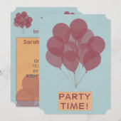 Einladung zum Geburtstag von glücklichen Ballons (Vorne/Hinten)