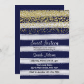 Einladung zum Geburtstag von Gold und Blau (Vorne/Hinten)