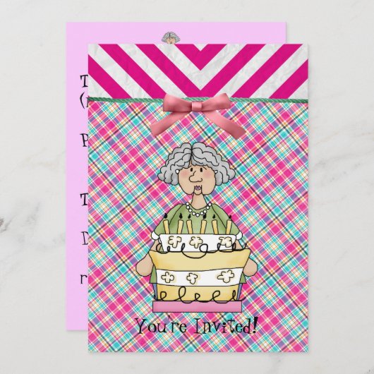 Einladung zum Geburtstag von Granny Cake (Vorne/Hinten)