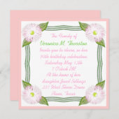 Einladung zum Geburtstag von Hübschen Rosa und grü (Vorne/Hinten)