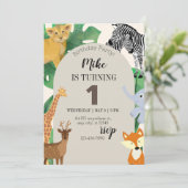 Einladung zum Geburtstag von Jungen zum Thema Tier (Stehend Vorderseite)