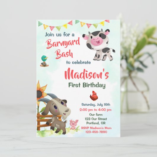 Einladung zum Geburtstag von landwirtschaftlichen (Stehend Vorderseite)