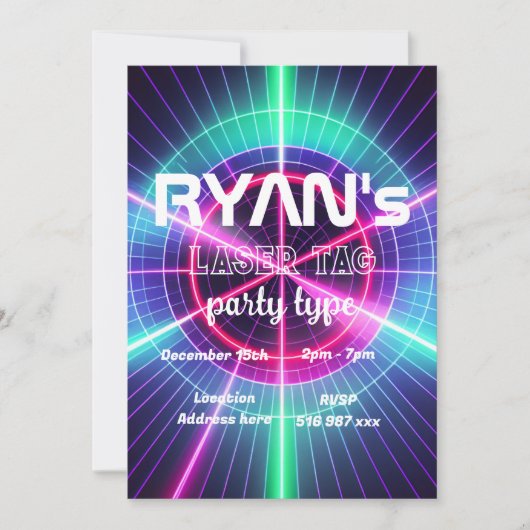 Einladung zum Geburtstag von Lasertag individuell  (Vorderseite)