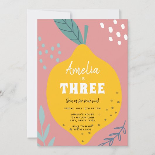 Einladung zum Geburtstag von Lemon (Vorderseite)