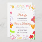 Einladung zum Geburtstag von Lila Gelb (Vorne/Hinten)