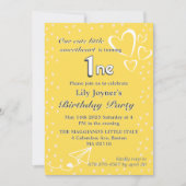 Einladung zum Geburtstag von Little Hearts Yellow (Vorderseite)