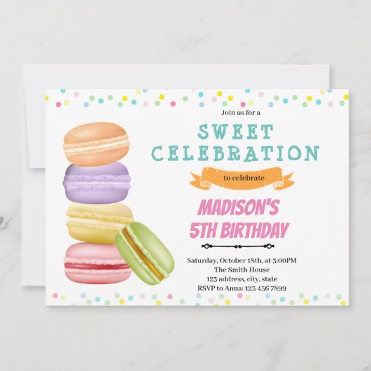 Einladung zum Geburtstag von Macaron (Vorderseite)