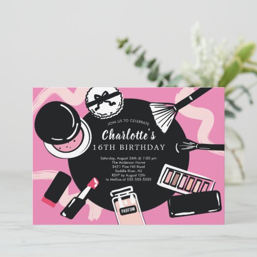 Einladung zum Geburtstag von Makeup (Stehend Vorderseite)