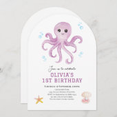 Einladung zum Geburtstag von Octopus im Meer (Vorne/Hinten)