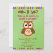 Einladung zum Geburtstag von Owl (Vorderseite)