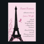 Einladung zum Geburtstag von Paris (Rosa)<br><div class="desc">Ein großer,  eleganter und prächtiger Eiffelturm und extravagante französische Schrift schmücken diese  Pariser Einladung. Diese Einladung ist auf dem Grundpapier wiedergegeben. Ich empfehle jedoch das Gewicht und die Textur des Leinenpapiers.</div>