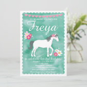 Einladung zum Geburtstag von Pferden, Pony-Party E (Stehend Vorderseite)