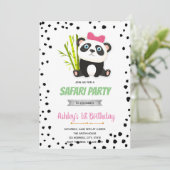 Einladung zum Geburtstag von Pink Panda (Stehend Vorderseite)