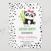 Einladung zum Geburtstag von Pink Panda (Vorne/Hinten)