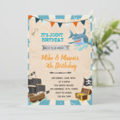 Einladung zum Geburtstag von Piraten und Haien (Stehend Vorderseite)