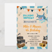 Einladung zum Geburtstag von Piraten und Haien (Vorne/Hinten)