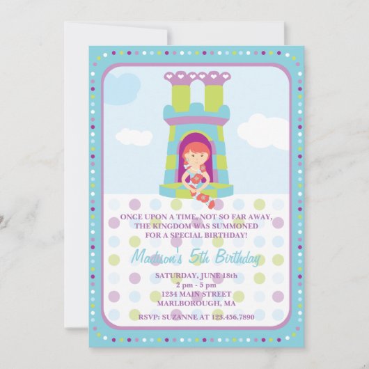 Einladung zum Geburtstag von Rapunzel (Vorderseite)