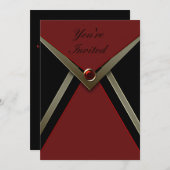 Einladung zum Geburtstag von Red Black Party (Vorne/Hinten)