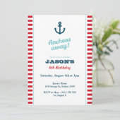 Einladung zum Geburtstag von Red Nautical (Stehend Vorderseite)