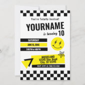 Einladung zum Geburtstag von Retro (gelb) (Vorderseite)