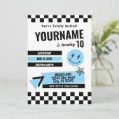 Einladung zum Geburtstag von Retro (Turq) (Stehend Vorderseite)