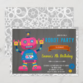 Einladung zum Geburtstag von Robot (Vorne/Hinten)