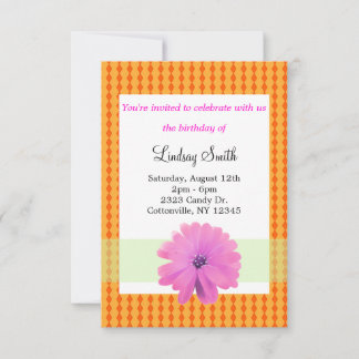 Einladung zum Geburtstag von Rosa und Orangenblume