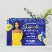 Einladung zum Geburtstag von Royal Blue und Yellow (Stehend Vorderseite)
