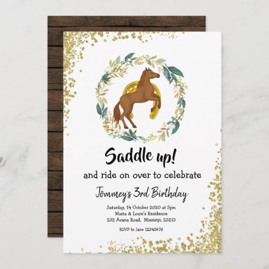 Einladung zum Geburtstag von Sattelpferd (Vorne/Hinten)