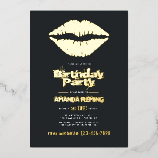 Einladung zum Geburtstag von Schwarz und Gold (Vorderseite)