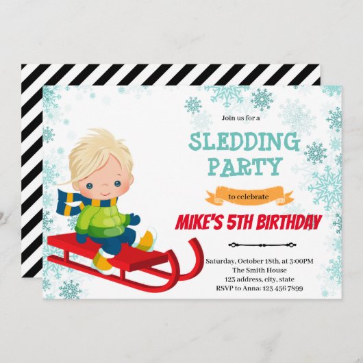 Einladung zum Geburtstag von Sled Boys (Vorne/Hinten)