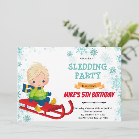 Einladung zum Geburtstag von Sled Boys (Stehend Vorderseite)