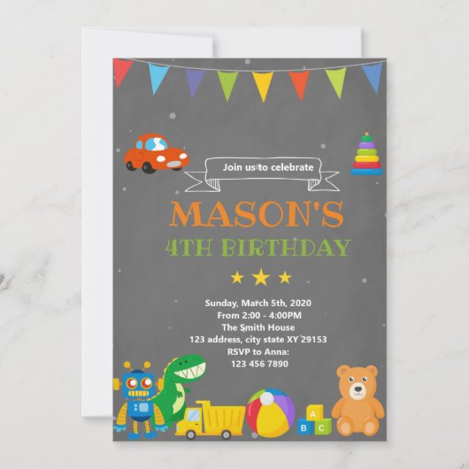 Einladung zum Geburtstag von Toyland (Vorderseite)