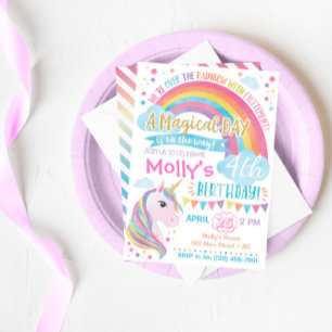 Einladung zum Geburtstag von Unicorn Magischer Reg