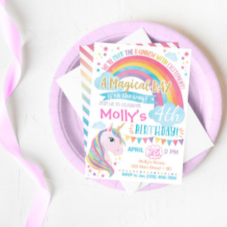 Einladung zum Geburtstag von Unicorn Magischer Reg