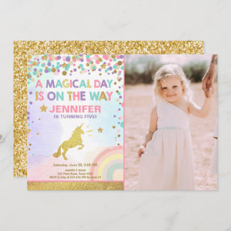Einladung zum Geburtstag von Unicorn Pink Gold Mag