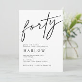 Einladung zum Geburtstag von vierzig Schwarz und W (Stehend Vorderseite)