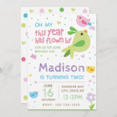 Einladung zum Geburtstag von Vögeln (Vorne/Hinten)