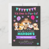 Einladung zum Geburtstag von Welpen / Mädchenbaum (Vorderseite)